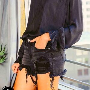 NEW Enjean denim high rise the cut off shorts